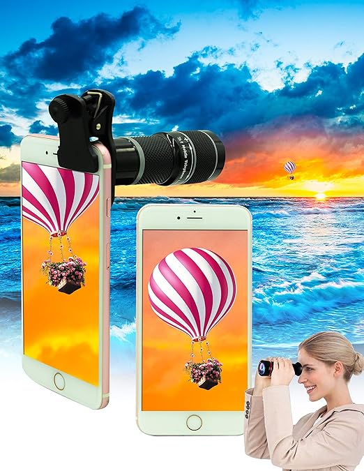 Cell Phone Camera Lens Kit,11 in 1 Universal 20x Telephoto Lens,0.63Wide Angle+15X Macro+198°Fisheye+2X Telephoto+Kaleidoscope+CPL/Starlight/Eyemask/Tripod,for Most iPhone Smartphone (Black) - Image 4