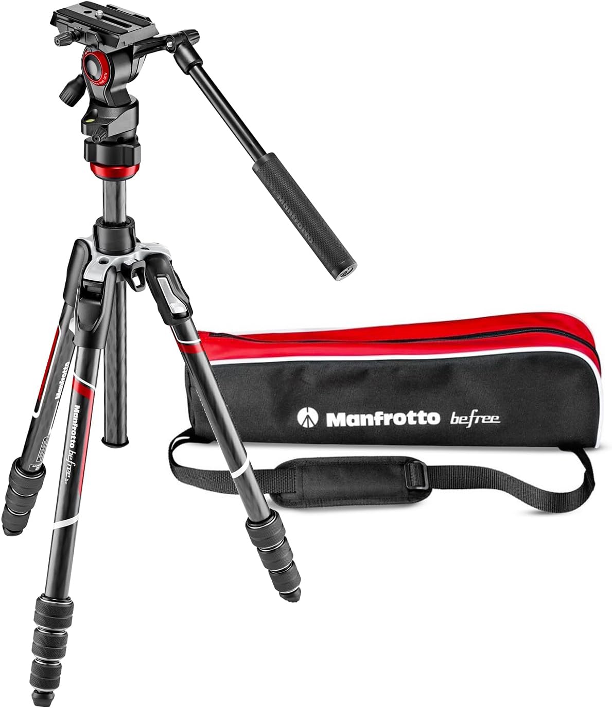 Manfrotto Befree Live 4-Section Carbon Fiber Video Tripod with Fluid Head, Black/Silver