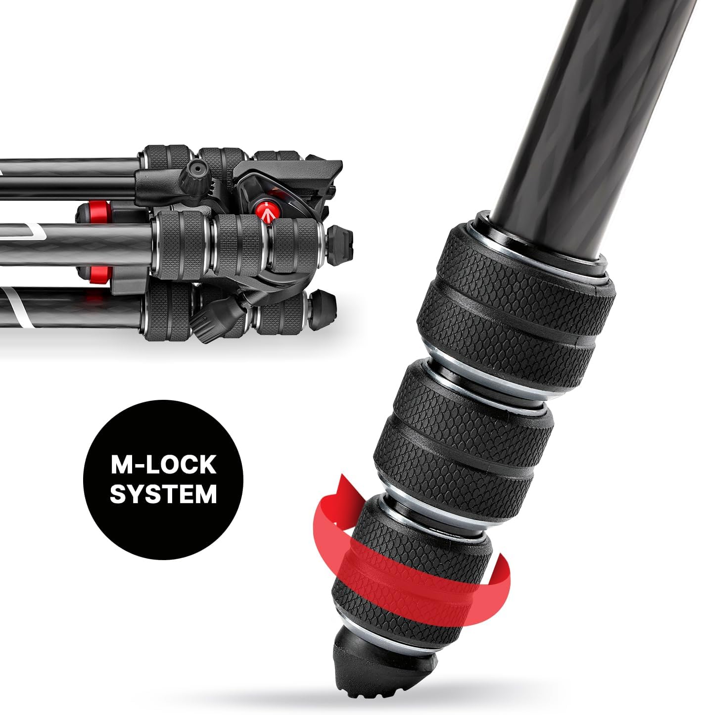 Manfrotto Befree Live 4-Section Carbon Fiber Video Tripod with Fluid Head, Black/Silver - Image 5