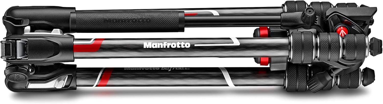 Manfrotto Befree Live 4-Section Carbon Fiber Video Tripod with Fluid Head, Black/Silver - Image 8