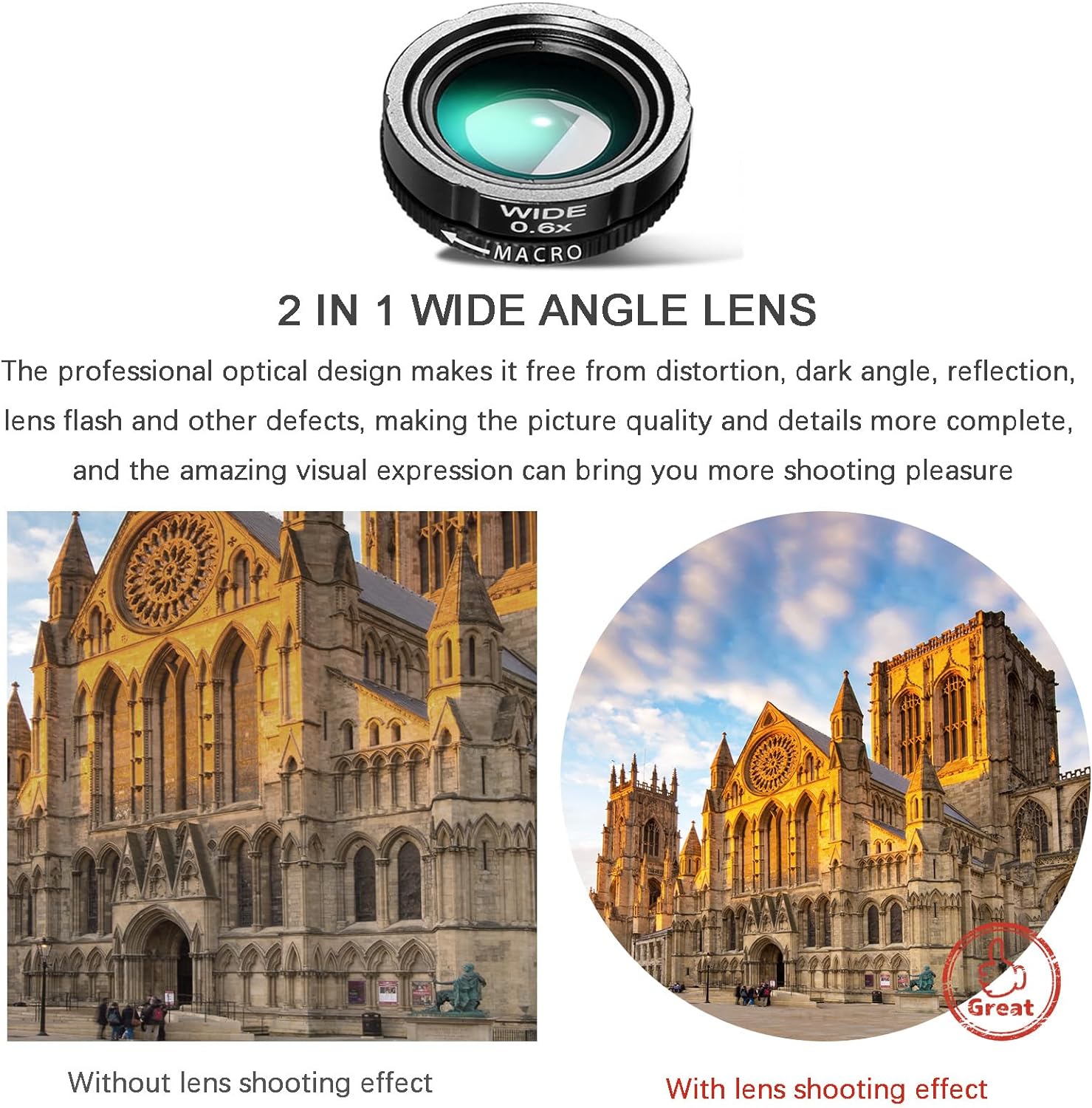 Phone Camera Lens Kit Wide Angle 0.6X Macro 20X Fisheye 198° for Most Smartphones - Image 4