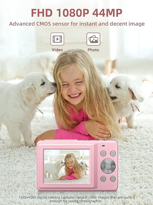Digital Camera, FHD 1080P Camera, Digital Point and Shoot Camera with 16X Zoom Anti Shake, Compact Small Camera for Boys Girls Kids - Image 4