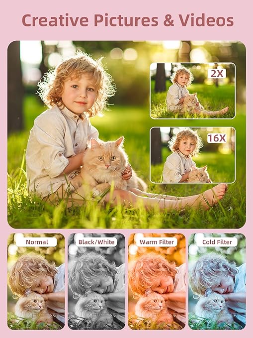 Digital Camera, FHD 1080P Camera, Digital Point and Shoot Camera with 16X Zoom Anti Shake, Compact Small Camera for Boys Girls Kids - Image 3